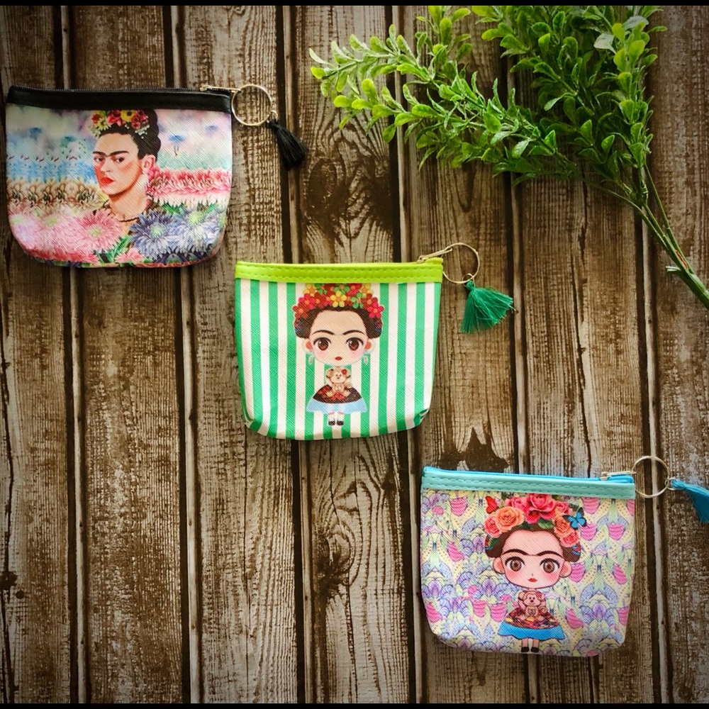 Three Frida Kahlo Vinyl coin bags